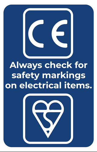 Graphic showing electrical product safety markings